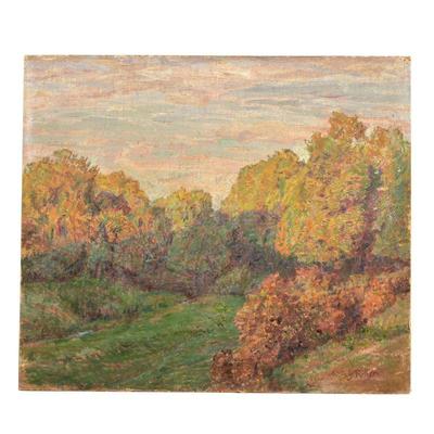 WILHELM GEORGES RITTER (1850-1926) | meadow at sunset. Oil on canvas on board h. 14 x 16.5 in., board signed lower right
