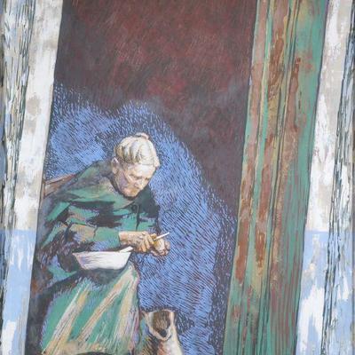 JOHN MELZA SITTON (AMERICAN, B. 1907) | Woman peeling potatoes Mixed media on paper 30 x 22 in. signed lower center and with identifying...