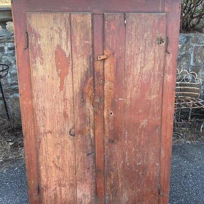 Early 2 door Jelly Cupboard, original red stain