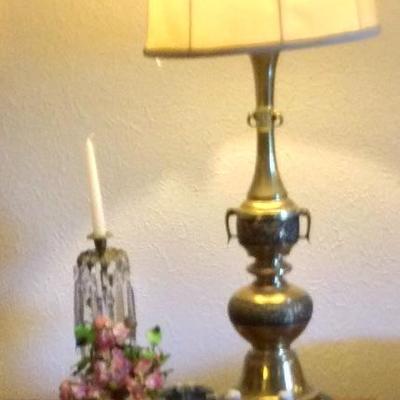 Bras lamp and candlestick
