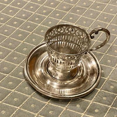 Sterling cup holder and saucer
