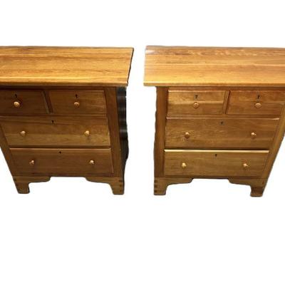 Pair Of Hitchcock Natural Cherry Nightstands
