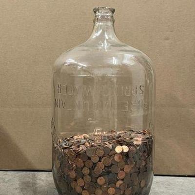 Large Vintage Water Coller with Vintage Coins