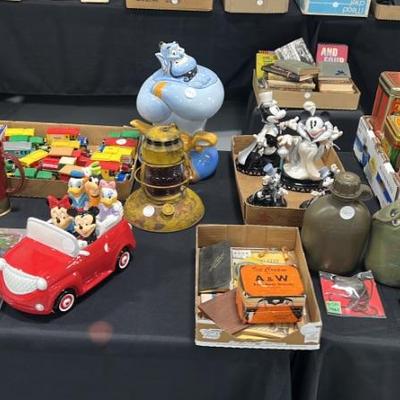 Mickey and Friends Cookie Jar, Toy Cars, Military Items, Rail Road Latern, Mickey Noir