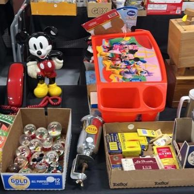 Mickey Mouse Phone, Mickey Mouse Mega Lot, Tobacco Accessories, Mini Mickey Snowglobes, Julep Syrup Dispenser