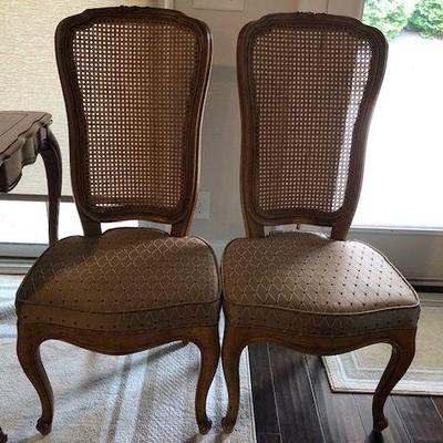 Set of cane back French Provincial side Chairs; great condition and recently reupholstered; sold as set only; $80