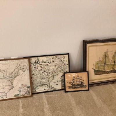 Two Map Picture Set sold as set only; $30
Small ship sketch print $3
Ship Print, The Wilhelm $30