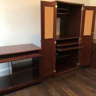Office Set: matching pieces; Computer Cabinet-$65; Desk-$40; File Cabinet- two drawer -$40; Complete set of 3 -$125; See pic 23 for...
