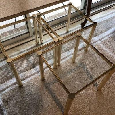 Set of three glass/chrome square stands; $30 for the set or $10 each stand