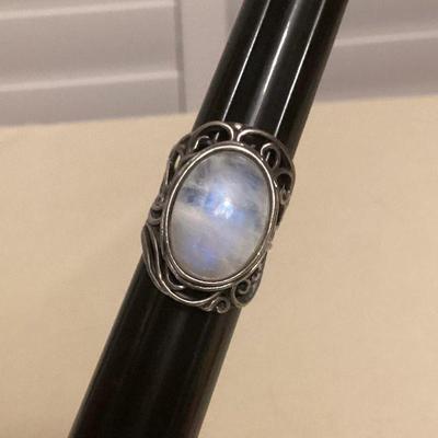 MMS119 Sterling Silver Moonstone Ring Size 7.25