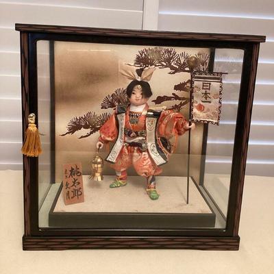MMS031 Kyugetsu Japanese Warrior Boy Doll In Glass Case