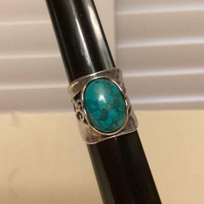 MMS113 Sterling Silver Turquoise Ring Size 8.25