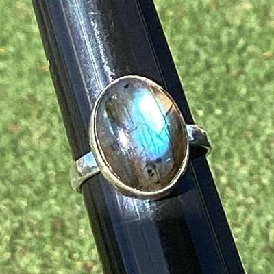 MMS020 Sterling Silver Labradorite Ring Size 8.25 New