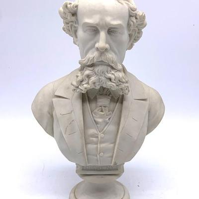 Parian bust of Charles Dickens, ht. 16 1/2”
