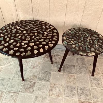 2 MCM abalone shell and resin tables