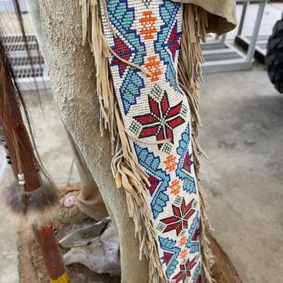 Beaded deerskin pants on shaman 
