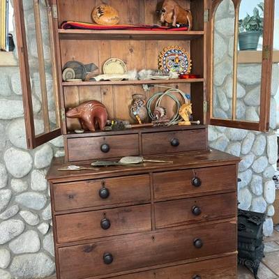 Antique 1800’s cabinet with original glass 