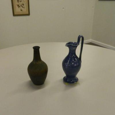 Virginia Shelton Rebecca Pitcher Seagrove and bud vase Seagrove