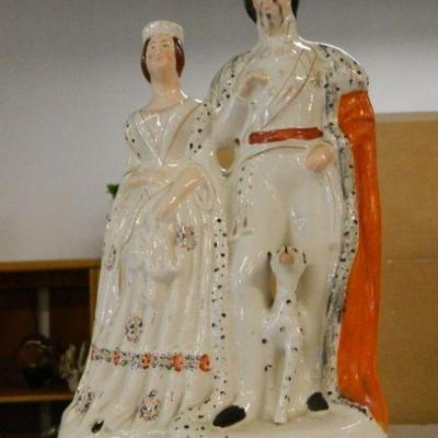 Staffordshire Queen and King of Sardinia with Dalmatian