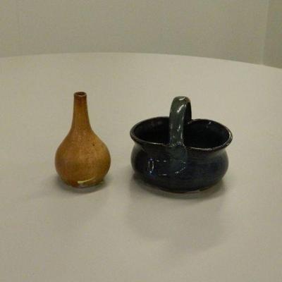 J. Bolick vase and Cole Pottery Bud Vase Seagrove