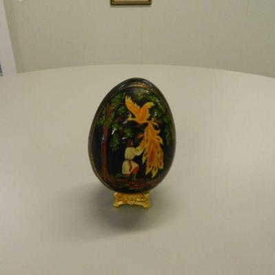 Russian Large lacquer egg with Prince Ivan and Firebird