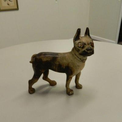 Vintage Cast Iron  Doorstop Boston Terrier/French Bull Dog original paint