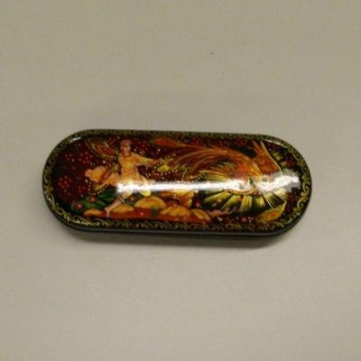 Russian lacquer eye glasses  case with Prince Ivan and Firebird