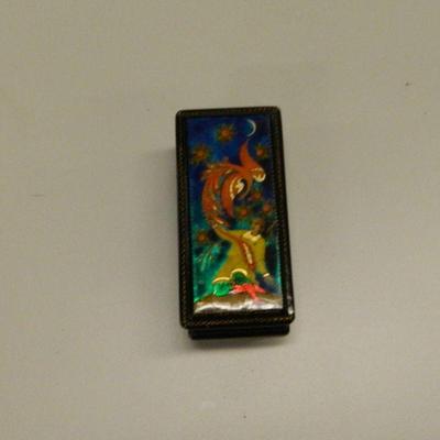 Russian Lacquer Bird with Firebird and Prince Ivan