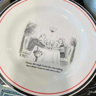 Vintage dessert plates by New Yorker, 2003 Cartoon Bank