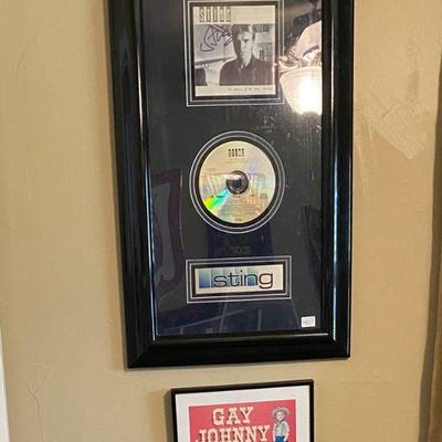 Framed and autographed CD by Sting 