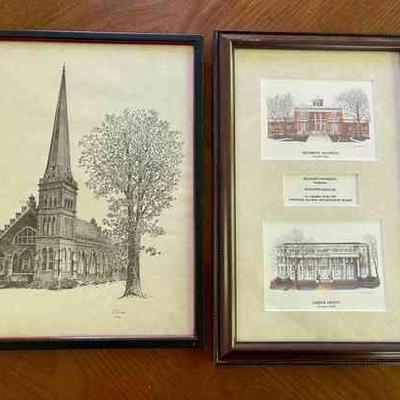 Lot 144-LR: Nashville Art

Features: 
â€¢	A framed pair of 1990 lithographs by Phil Ponder, given to our Client:
o	â€œBelmont Mansion...