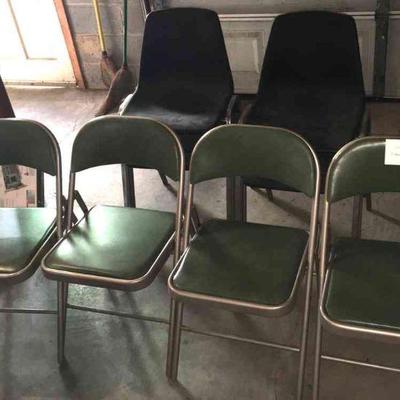 Lot 136-G: Chairish the Thought

Features: 
â€¢	Four vintage Hampden metal folding chairs with green, thinly-padded vinyl seats and...