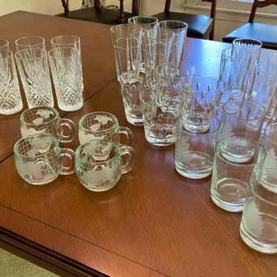 Lot 036-LR: Drinking Glasses of Crystal & Glass

Features: 
â€¢	8 crystal drinking glasses, 4 crystal old-fashioned glasses
â€¢	30...