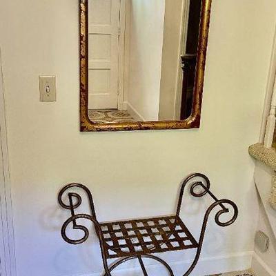 Lot 010-ENT: Entryway Vignette #3

Features: 
â€¢	Wood-framed Bombay Co. wall mirror and metal bench

Dimensions for reference: 
â€¢...