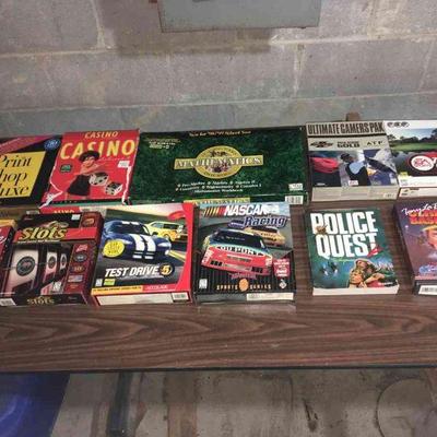 Lot 135-G: Vintage Computer Games & Software

Features: 
â€¢	Various games and software circa 1990s
â€¢	Includes: NASCAR, Golf, Casino,...