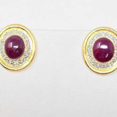 #600 â€¢ 5.65tcw Natural Diamond & Ruby 18K Gold Earring Set, 13.32g
