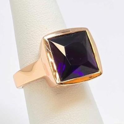 #918 â€¢ Sterling Rose Gold Plated Amethyst Ring, 7.39g
