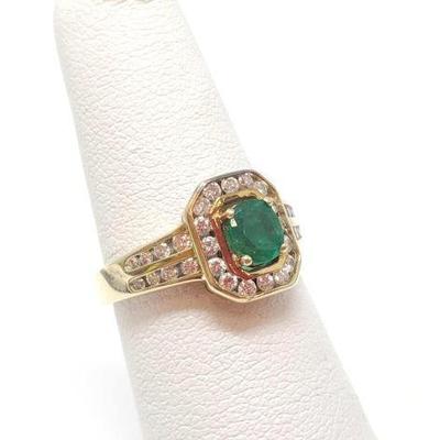 #700 â€¢ 14K Diamond Jadeite Ring, 3.9g
