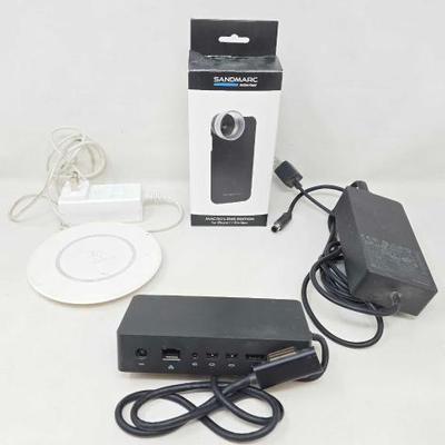 #1830 â€¢ Microsoft Surface Power Cord with Docking Station, Sandmarc Macro Lens, Belkin Wireless Charger
