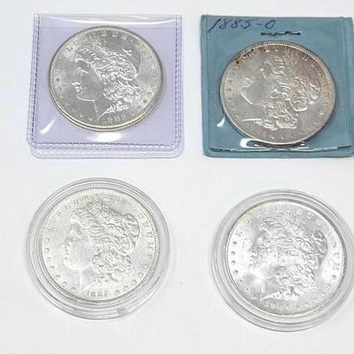 #1304 â€¢ (4) 1982-1904 Morgan Silver Dollars
