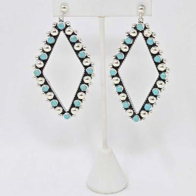 #582 â€¢ Native American Sterling Turquoise Earrings, 20.24g
