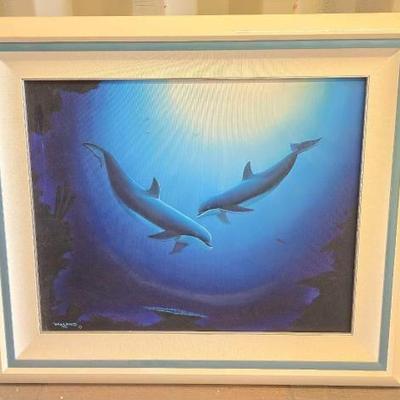 #4510 â€¢ Original Signed 1992 Robert Wyland Dolphin Painting

