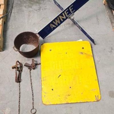 #2118 â€¢ Men and Equipment Working Sign, 2 Street Signs and Misc Items
v