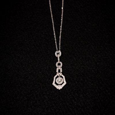 Antique-like Style 14K White Gold Necklace with Drop Dangle Pendent and 0.35 Carat Diamond