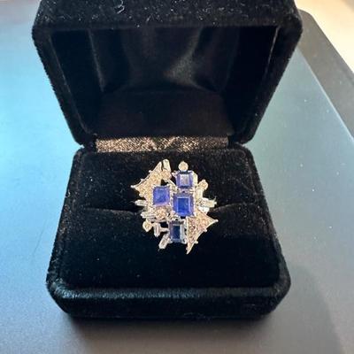 Sapphire & Diamonds on 14k gold setting