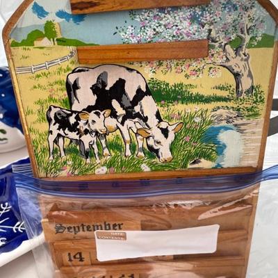 Vintage Cow Wooden  Calendar