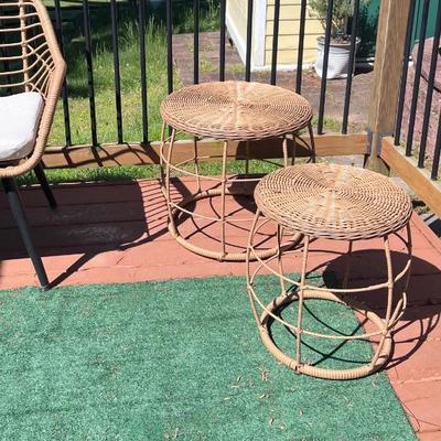Outdoor rattan style stools (2 tans) (2 blacks)