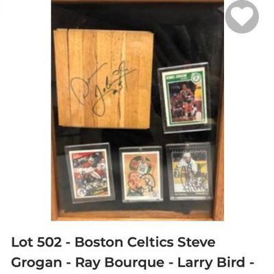 Larry bird autograph, Ray Bourque - Boston Celtics basketball cards