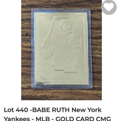 Babe Ruth Baseball Card New York Yankees