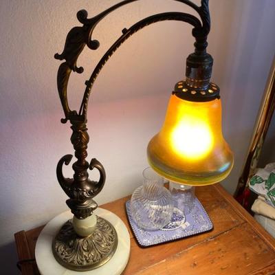 Antique bronze & marble lamp
